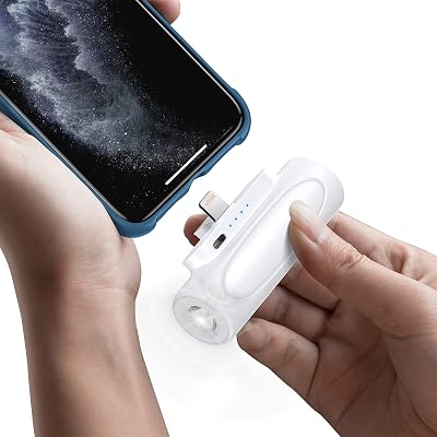 5500mAh Small Portable Charger for iPhone,Ultra-Compact Power Bank Cute Battery Pack Compatible with iPhone 1313 Pro Max1211XSXRX876s6PlusSE5s5c More,Mini Flashlight for Built in
