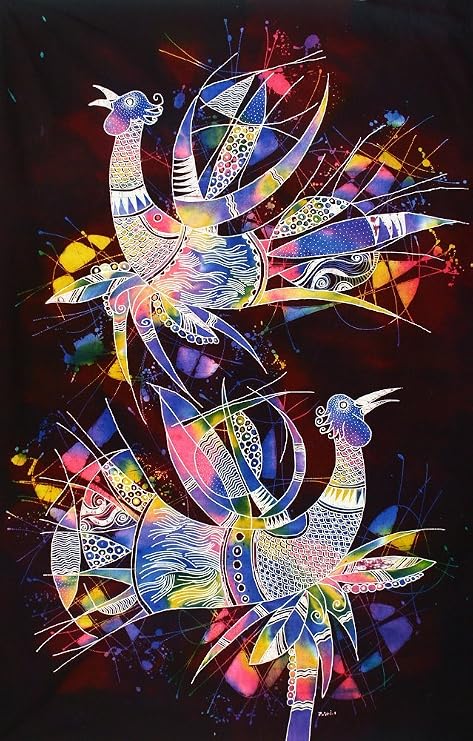 Original Batik Art Painting on Cotton,#39;Phoenix' by Zabid (90cm x 150cm)