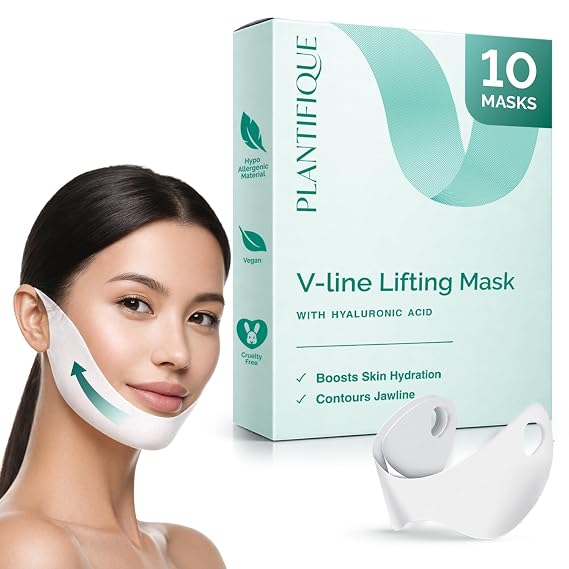 PLANTIFIQUE V-Line Chin Lifting Mask, 10 Pack - Double Chin Reducer