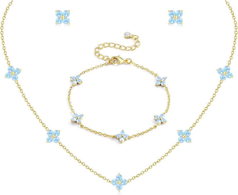 ORAZIO Dainty Silver Gold Jewelry Set for Women Gift for Wedding Bride Prom
