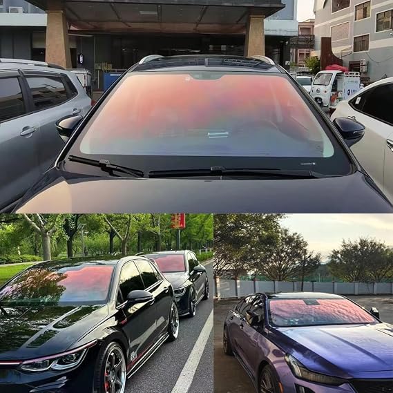 XhuangTech Car Window Tint Film, 80% VLT Chameleon Car Window Tint Film Chameleon Red Purple, 90% Heat Insulation Anti Glare Window Film, Car Tint Solar Film for Windshield/Side Window (1x3M)