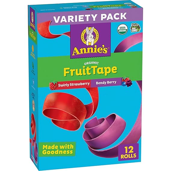 Annie's Organic Fruit Tape, Strawberry & Berry Variety Pack (Pack of 12)