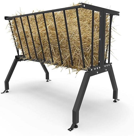 Hay Feeder Goat,55 Gallon Livestock Feeders, Pasture Feeder for Feeding Goats, Sheep and Ponies, for Farms, Sheep Sheds,Stable,Floor Model Hay Feeder for Goats,Black