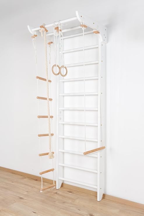 Swedish Ladder Wall Bars ˝Kinder-2-220-White˝ Home gym, Sport complex, Indoor Wooden Stall Bar