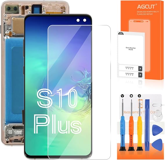 INCELL for Samsung Galaxy S10 Plus Screen Replacement for Samsung S10 Plus LCD Display SM-G975F/DS SM-G975U LCD Digitizer Touch Assembly White with Frame+Installation Video(No Fingerprint)
