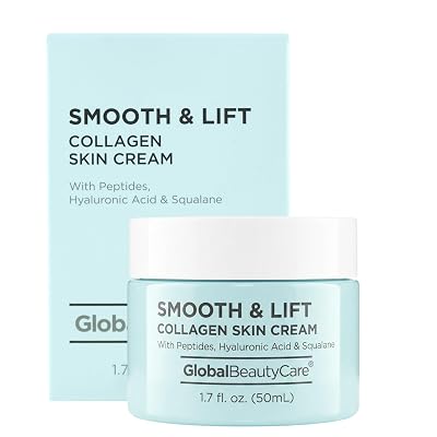 Global Beauty Care Smooth & Lift Collagen - Skin Cream wiith Peptides, Hyaluronic Acid & Squalane 1.7 fl oz 50ml