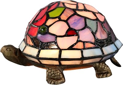 Dale Tiffany TA20109 Toto Turtle Floral Accent Lamp, Antique Bronze Multicolor