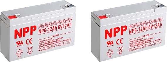 NPP NPPower NP6-12Ah 6V 12Ah (F1, 2Pcs) Sealed Lead Acid Battery UB6120, 6FM12, 6-DW-12 AB12120, Light and Scooter