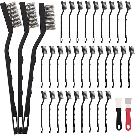 30 PCS Mini Wire Brush Stainless Steel Brush Set,Masonry Brush Wire Bristle