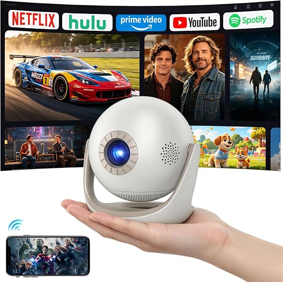 1080P Mini Projector with WiFi Bluetooth 180 Rotation