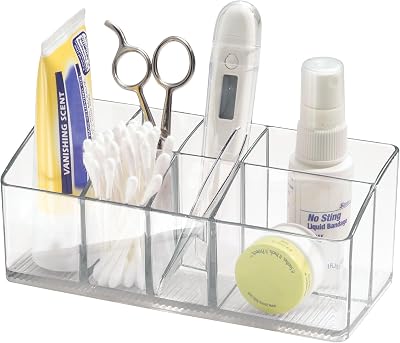 iDesign Vanity Organizer for Bathroom Countertop - Storage for Makeup or First Aid Supplies - Clear