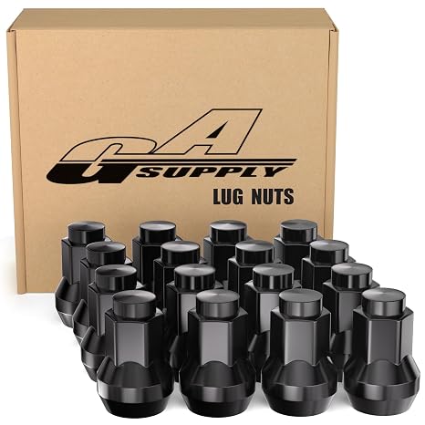 GAsupply M10x1.25 Lug Nuts ATV Black, 14mm Hex 1.2" Tall Cone Seat, 16 Pcs