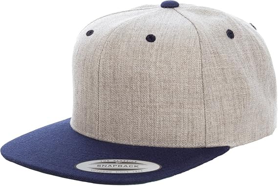6089M Classic Snapback Pro-Style Wool Cap by Flexfit (Heather/Navy)