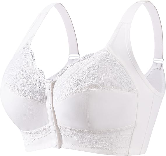Front Closure Bras for Women No Underwire Plus Size Wireless Comfortable Cotton Sleep Bra for Older Womens Bras