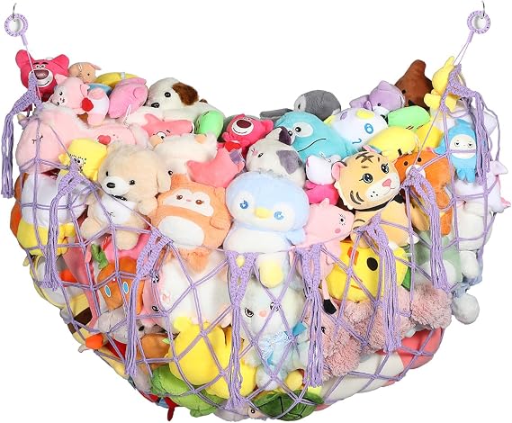 YECAYE Stuffed Animal Net, 60 Inch Plushies Storage,1 Pack,Lavender Purple