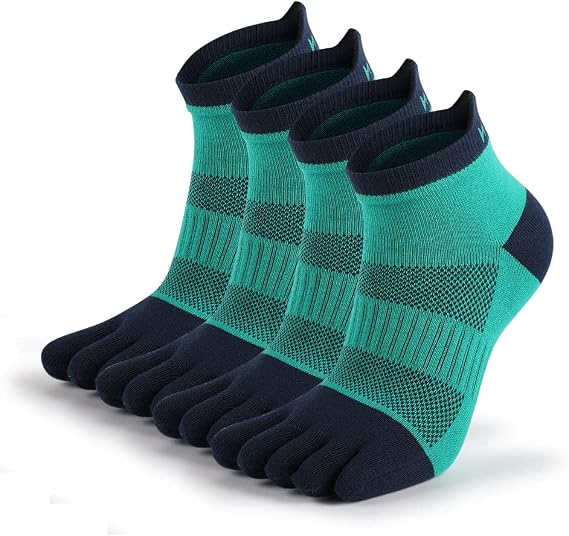 Men's Cotton Toe Socks Five Finger Socks Compression Crew No Show Athletic Socks for Running 4 Pairs(Size 7-11)