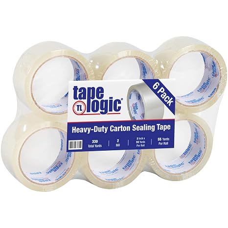 Aviditi Tape Logic 2 Inch x 55 Yard 2.0 Mil Clear, Heavy Duty Acrylic Packing Tape, 6 Pack, Perfect for Packing, Shipping, Moving, Home and Office