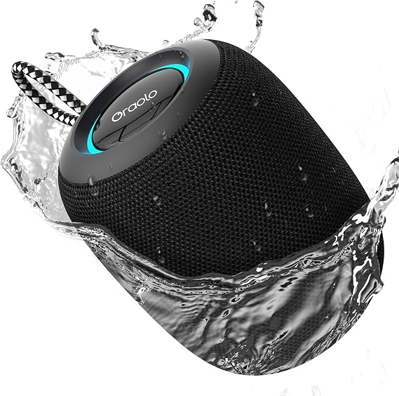 oraolo Mini Bluetooth Speaker, IPX7 Waterproof Portable Speaker | 30H Playtime, LED Light, BT5.4,15W Support TWS, Small Wireless Speakers for Outdoor/Camping/Indoor