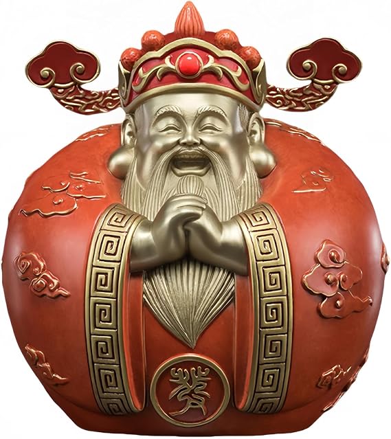 Top Brass CAI Shen Statue - God of Wealth and Fortune, Caishen Figurines & Sculpture, Tsai Shen Yeh - Feng Shui Decor & Gifts for Home, Feng Shui Statue, Chinese Decor & Gifts,Chinese New Year Gift