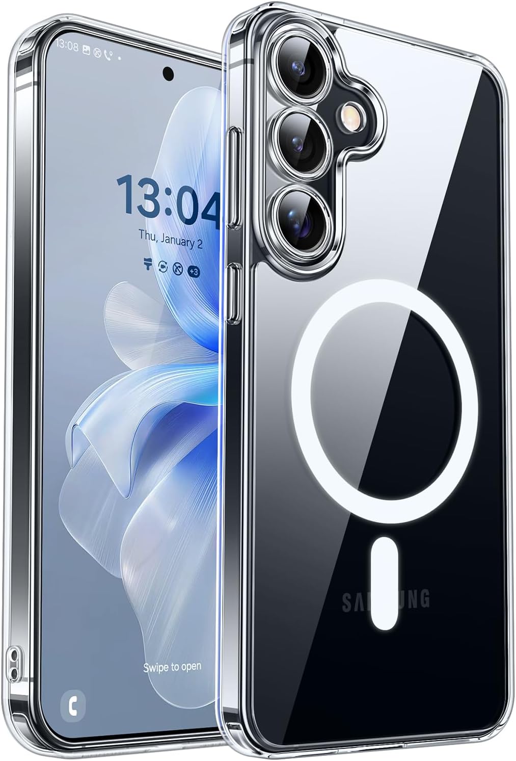 CANSHN Designed for Samsung Galaxy S25 Case 2025 [Full Camera Protection] [Compatible with Magsafe], Crystal Clear