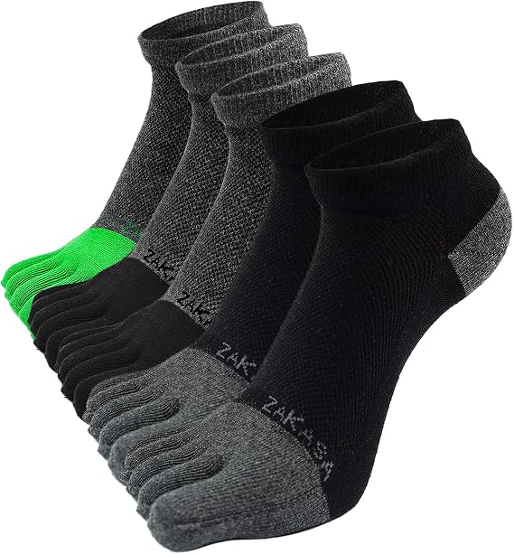 ZAKASA Toe Socks for Men Ankle: No Show Low Cut Five Finger Socks