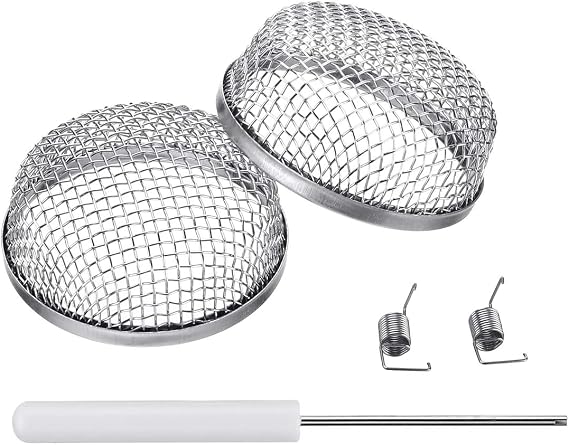 Miady RV Furnace Vent Screen - 2 Pack Flying Insect Bug Cover Camper Heater Exhaust Vents - 2.8" Stainless Steel Mesh Screens - Installation Tool Included
