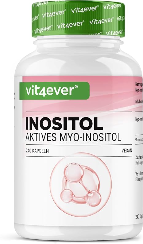 vit4ever Myo-Inositol - 240 Capsules - 1500 mg per Daily Serving Pure inositol as an important component of cell metabolism without unnecessary additives high dose vegan