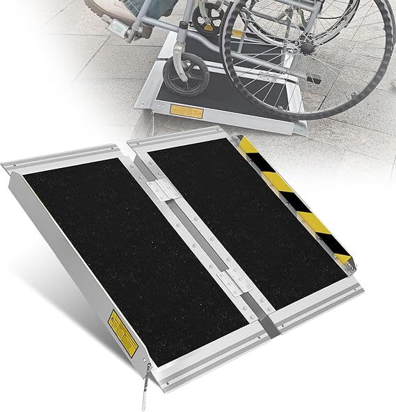 Protable Wheelchair ramp 2FT,Non-Slip Folding Aluminum Handicap Ramps,Threshold Ramps for Home,Holds up to 800lbs,Wheelchair ramp for Steps,Mobility Scooter,Stairs,Doorways (Non-Slip 2FT)