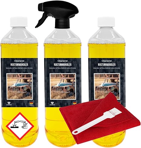 Cleanerist 3x1 Liter Rostumwandler I Rostentferner Rostschutz Phosphorsäure I Rostlöser I Flugrostentferner