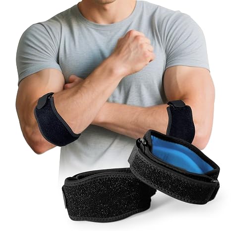 SPLASHGRIP Elbow Brace 2 Pack Men Women Golfers Tennis Pain Relief for Tendonitis Adjustable Elbow Strap with Compression Pad Black