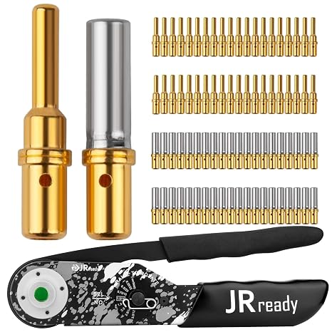 JRready New-DT2 Deutsch Crimp Tool for DTP, DT, DTM Connectors, Size 12, 16, 20 Solid Contacts. Equivalent to HDT 48 00 Deutsch Crimper(12-22AWG),Gold Plated #12 Solid Contact 12-16 AWG