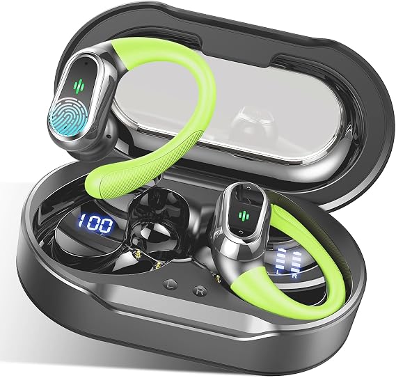 Wireless Earbuds, 2026 Bluetooth 5.4 Headphones Sport, 50Hrs HiFi Stereo Deep Bass Over-Ear buds with ENC Noise Cancelling Mic, IP7 Waterproof & LED Display Earphones with Earhooks for Workout/Running