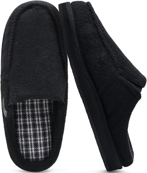 ONCAI Mens Slippers with Orthotic Arch Support,House Slippers Cotton-Blend High-Density Memory Foam Comfort Plantar Fasciitis Warm Slip-on Indoor Outdoor Rubber Sole Felt US Size 7-16