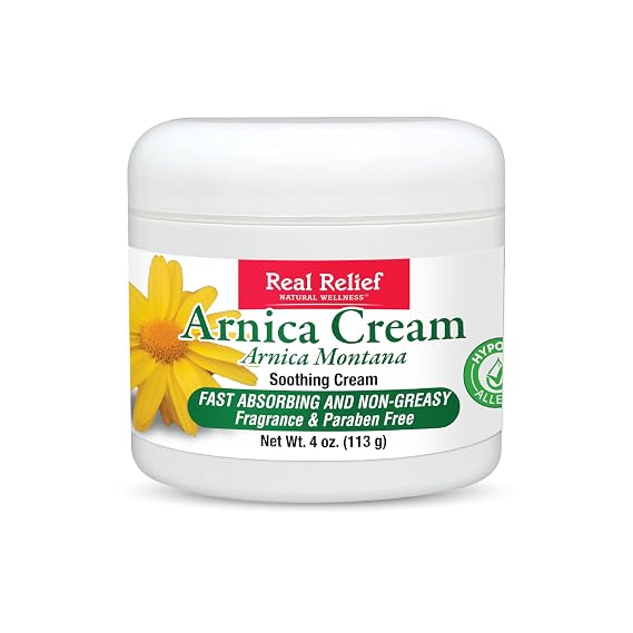 Arnica Cream, Natural, Non-Greasy, Hypoallergenic and Unscented, 4 oz (Pack of 1)