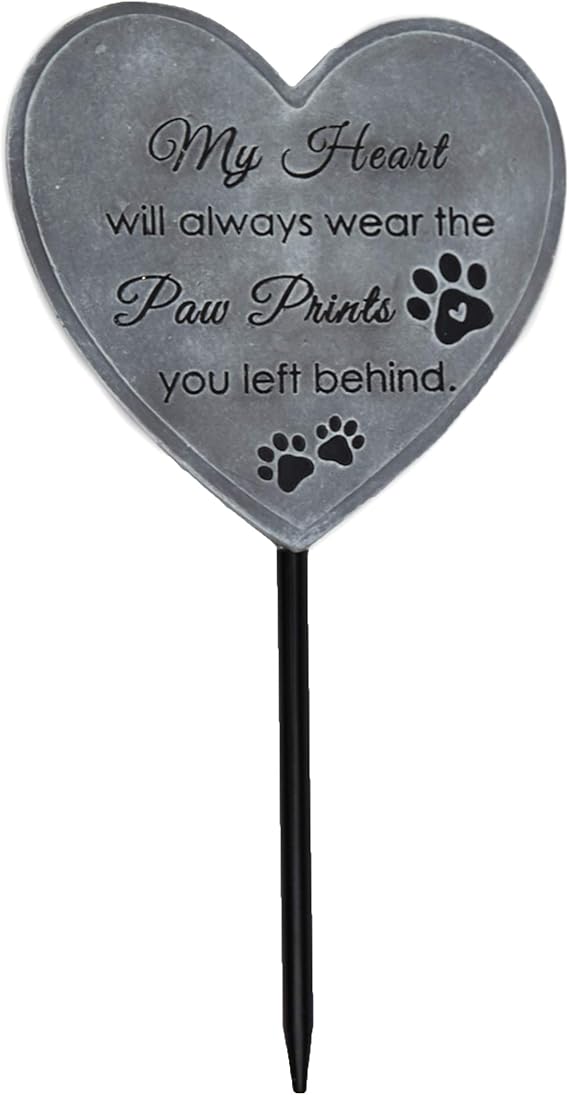 The Lakeside Collection Pet Memorial Stake "Paw Prints" Decorative Stake for Cats and Dogs