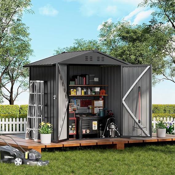 COMHOMA Outdoor Storage Shed Metal Garden Tool House Lockable