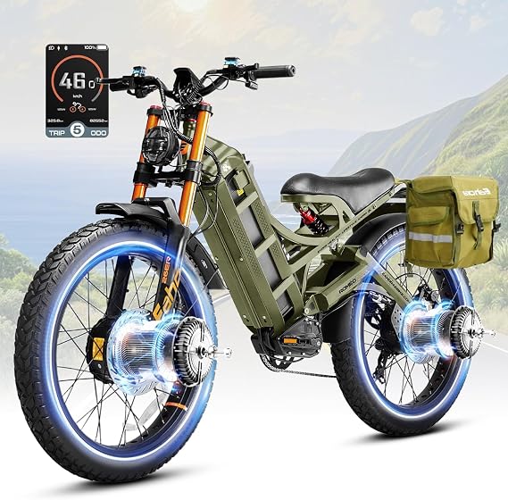 eAhora Romeo Pro 2 Electric Bike - [2026 Latest] 4000W 46MPH Dual Motor 52V 70AH 200Miles Long Range Ebike for Adults, 26" * 4.0 Fat Tire Fast Electric Mountain Bike Full Suspension Off-Road E-Bike