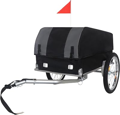 Foldable Bike Cargo Trailer with Universal Hitch, 88 lbs Capacity Bicycle Wagon Trailer with 16 Wheels & Removable Waterproof Cover, Heavy-Duty Storage Cart for Shopping, Camping & Moving