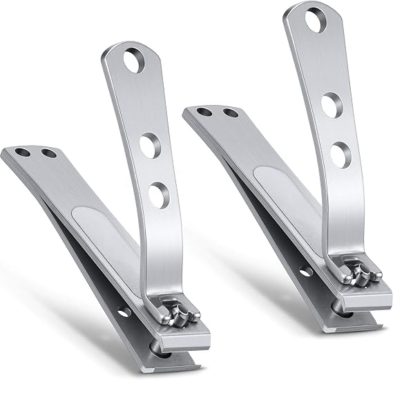 Mudder 2 Pcs Nail Clipper Straight Edge Heavy Duty Toenail Clippers | Fingernail and Toenail Set, Heavy Duty Stainless Steel Blades, Nail Care Kit for Men and Women