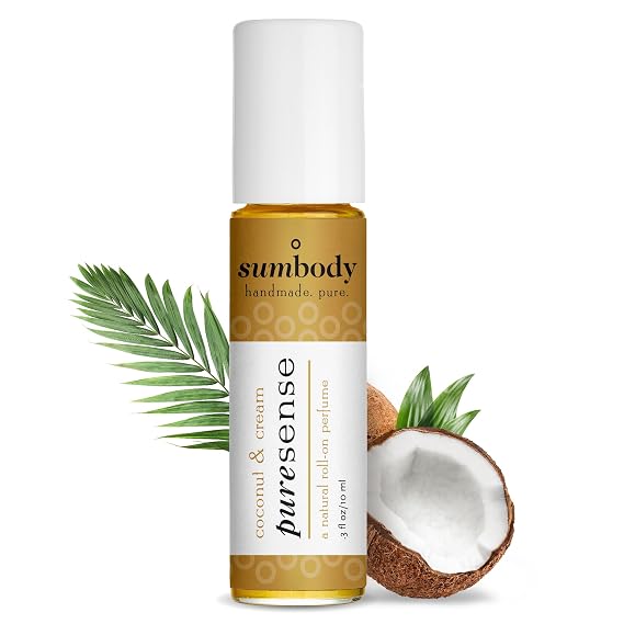 Sumbody All Natural Coconut & Cream Scent Perfume Oil, 10ml, USA Made | Long Lasting Aromatic Roll On, Women Men Teens Kids, Therapeutic Essential Oil Blend, Organic Body Fragrances, Travel Size