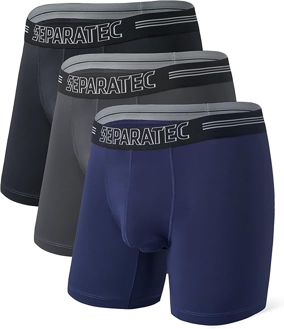 Separatec Men's Boxer Shorts with Support Bag Lightweight Quick-Drying Functional Men's Underwear Pack of 3 or 5