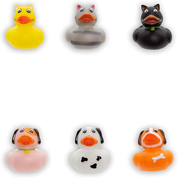 Windy City Novelties 50 Pack 2 Animal Themed Rubber Duckies for Bath Time, Party Favors & Ducking