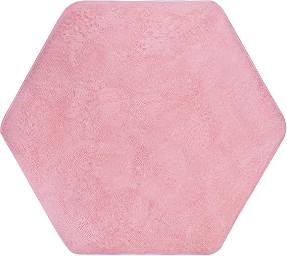 Hexagon Rug Pad Mat for Kids Playhouse Play Tent Soft Coral Pink
