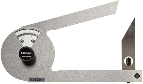 Mitutoyo 187-201 Stainless Steel Bevel Protractor, 1 Degree Celsius / 5 Minute Graduation, 2.56" Diameter