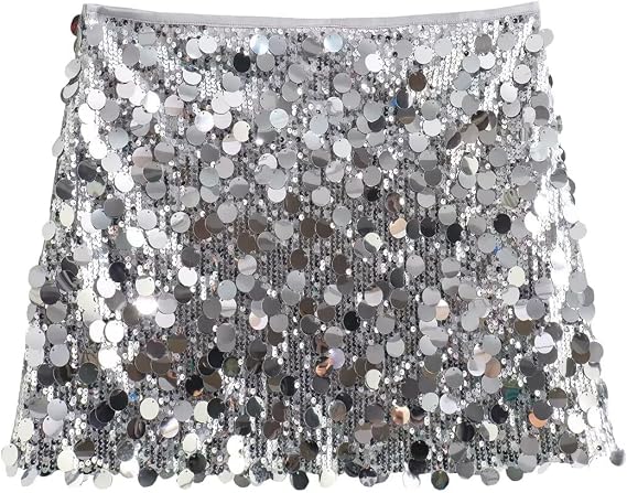 Women's Sequin Mini Skirts Sparkle Stretchy Bodycon Shiny Glitter Skirts Night Out Club Party