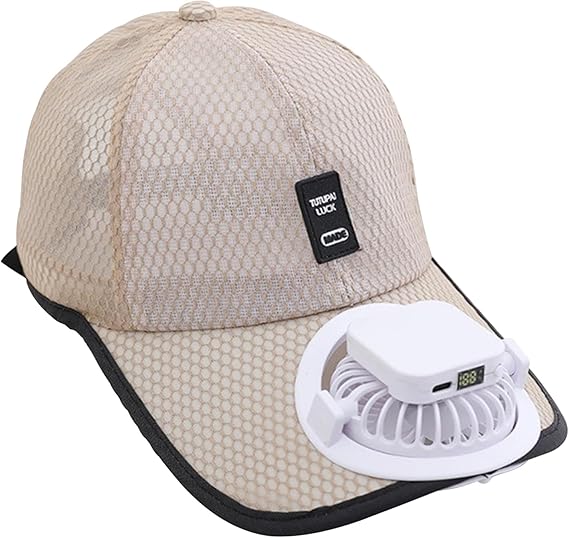 Adults Mesh Baseball Cap Fishing Beach Hats with Solar Fan, Summer UV Protection Sun Hat, Solar Powered/USB Charging Sunhat