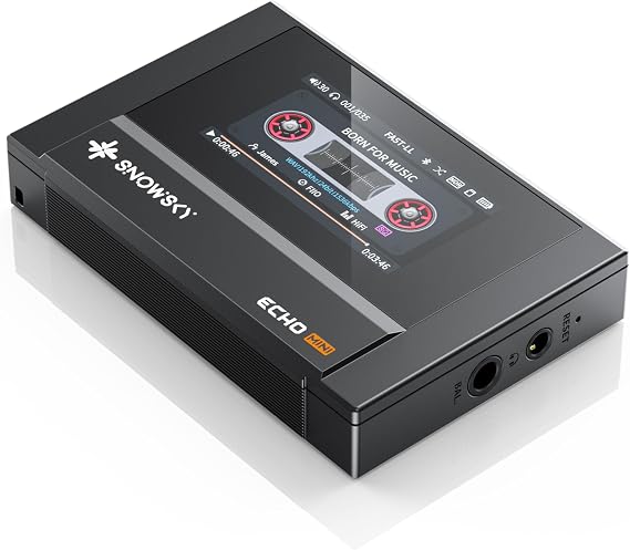 SnowSky/FiiO Echo MINI HiFi Bluetooth MP3 Çalar, 15 Saat Oynatma, Bağımsız Ses Kontrolü, 3,5 mm/4,4 mm Kulaklık Çıkışları (Siyah)
