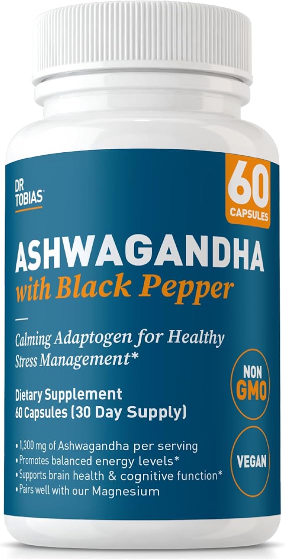 Dr. Tobias Ashwagandha 1300 mg with Black Pepper 60 Capsules