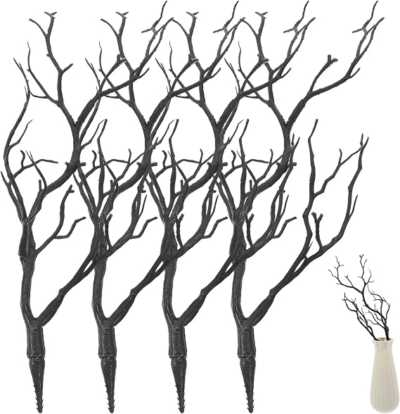 VOSAREA 4pcs Artificial Dried Antlers Tree Branches Faux Twig Decorations for DIY Crafts Halloween Christmas Home Decor Branches for Floral Arrangements