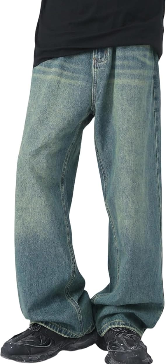 Men's Baggy Jeans Y2k Hip Hop Skater Jeans Vintage Dance Skateboard Pants Loose Fit Denim Jeans